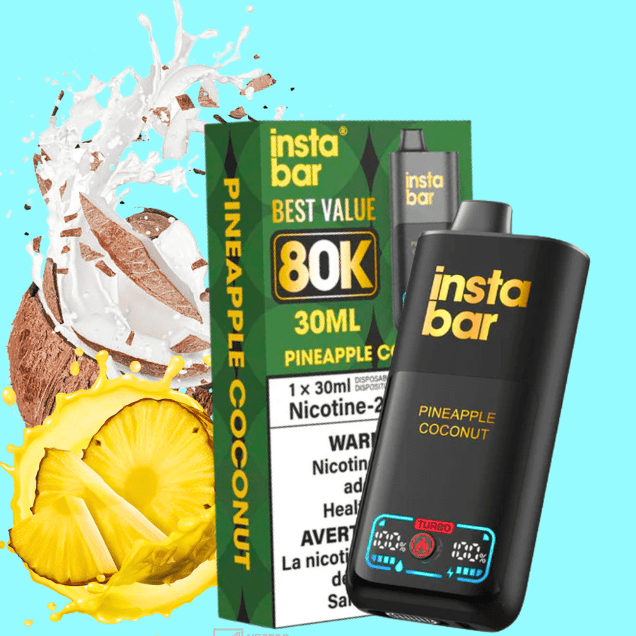 Insta Bar 80K Disposable Vape-Pineapple Coconut 20mg / 80000 Puffs Airdrie Vape SuperStore and Bong Shop Alberta Canada