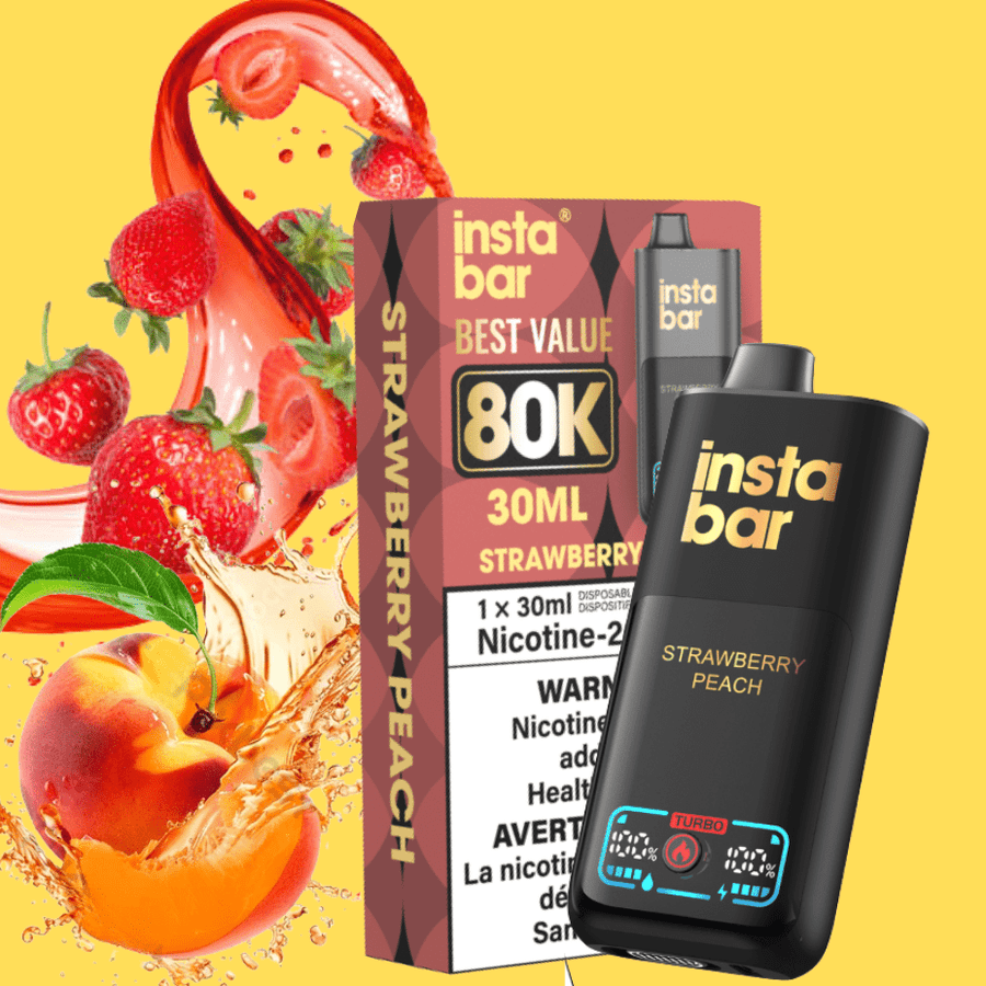 Insta Bar 80K Disposable Vape-Strawberry Peach Airdrie Vape SuperStore and Bong Shop Alberta Canada