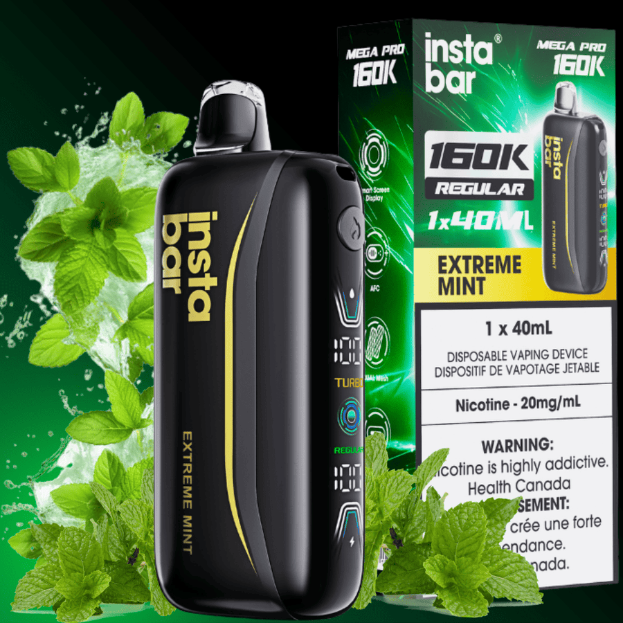 Insta Bar Mega Pro 160K Disposable Vape - Extreme Mint 20mg / 160000 Airdrie Vape SuperStore and Bong Shop Alberta Canada