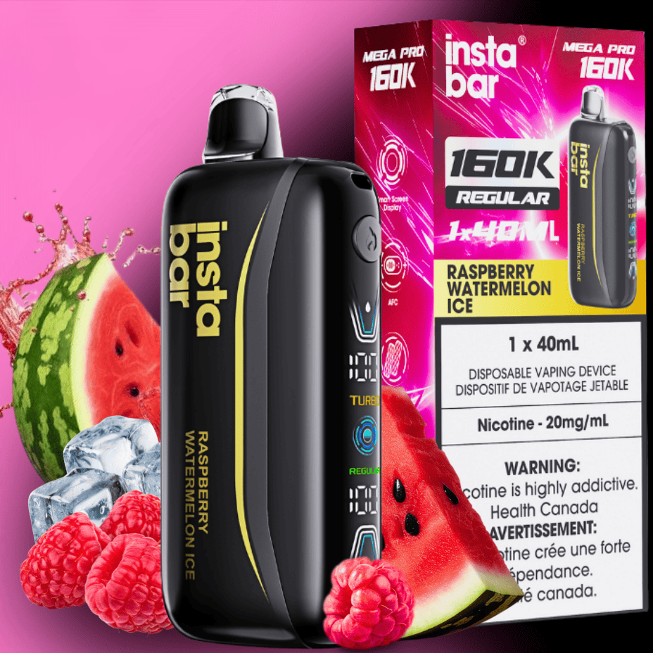 Insta Bar Mega Pro 160K Disposable Vape - Raspberry Watermelon Ice 20mg / 160000 Airdrie Vape SuperStore and Bong Shop Alberta Canada