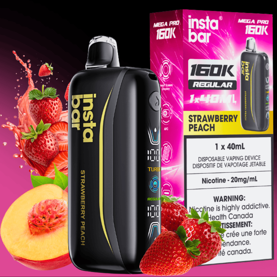 Insta Bar Mega Pro 160K Disposable Vape - Strawberry Peach 20mg / 160000 Airdrie Vape SuperStore and Bong Shop Alberta Canada