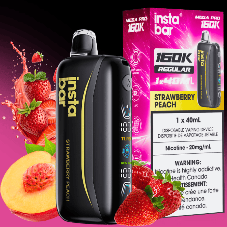 Insta Bar Mega Pro 160K Disposable Vape - Strawberry Peach 20mg / 160000 Airdrie Vape SuperStore and Bong Shop Alberta Canada