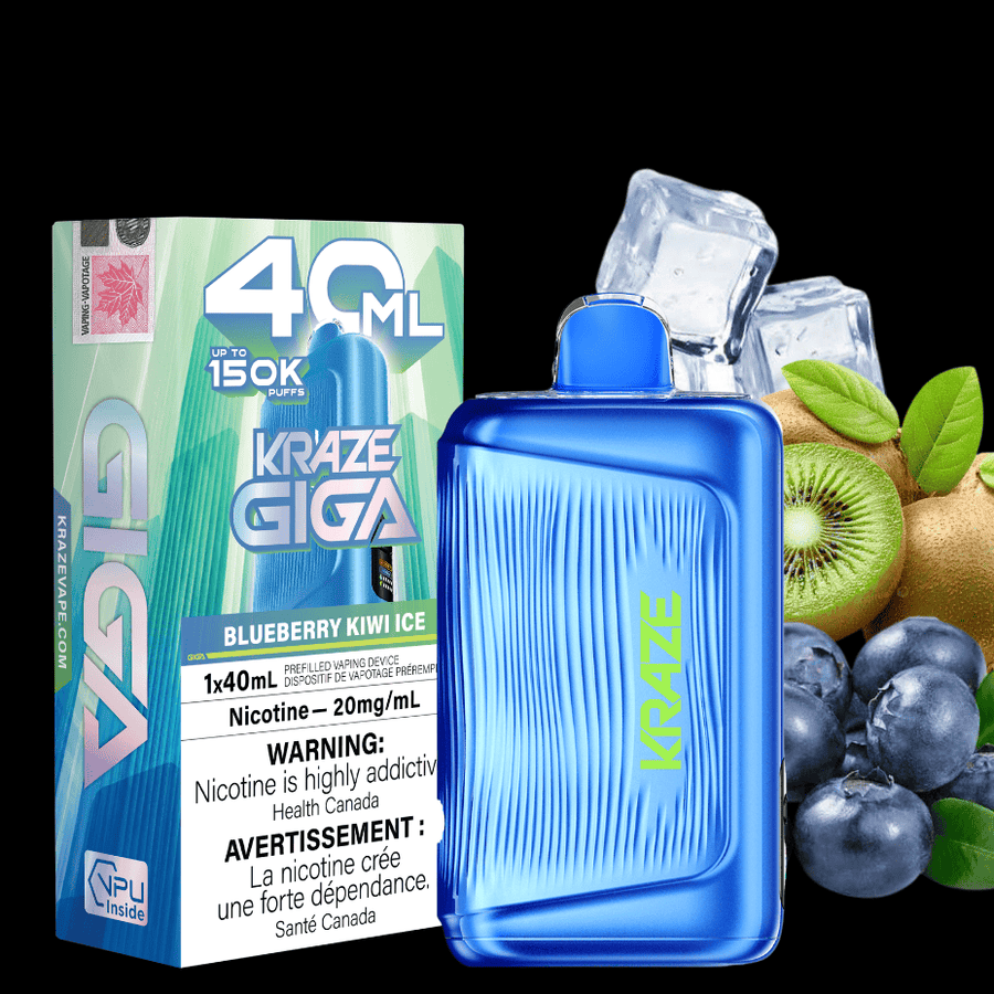 Kraze Giga 150K Disposable Vape - Blueberry Kiwi Ice 20mg / 150000 Puffs Airdrie Vape SuperStore and Bong Shop Alberta Canada