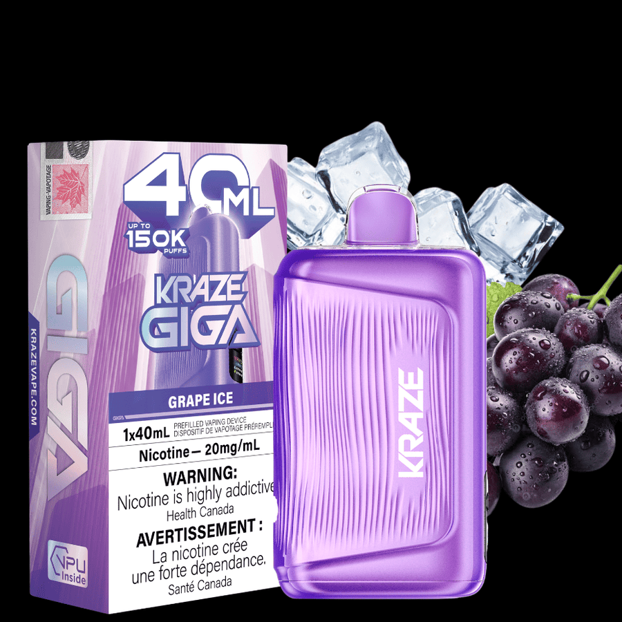 Kraze Giga 150K Disposable Vape - Grape Ice 20mg / 150000 Puffs Airdrie Vape SuperStore and Bong Shop Alberta Canada