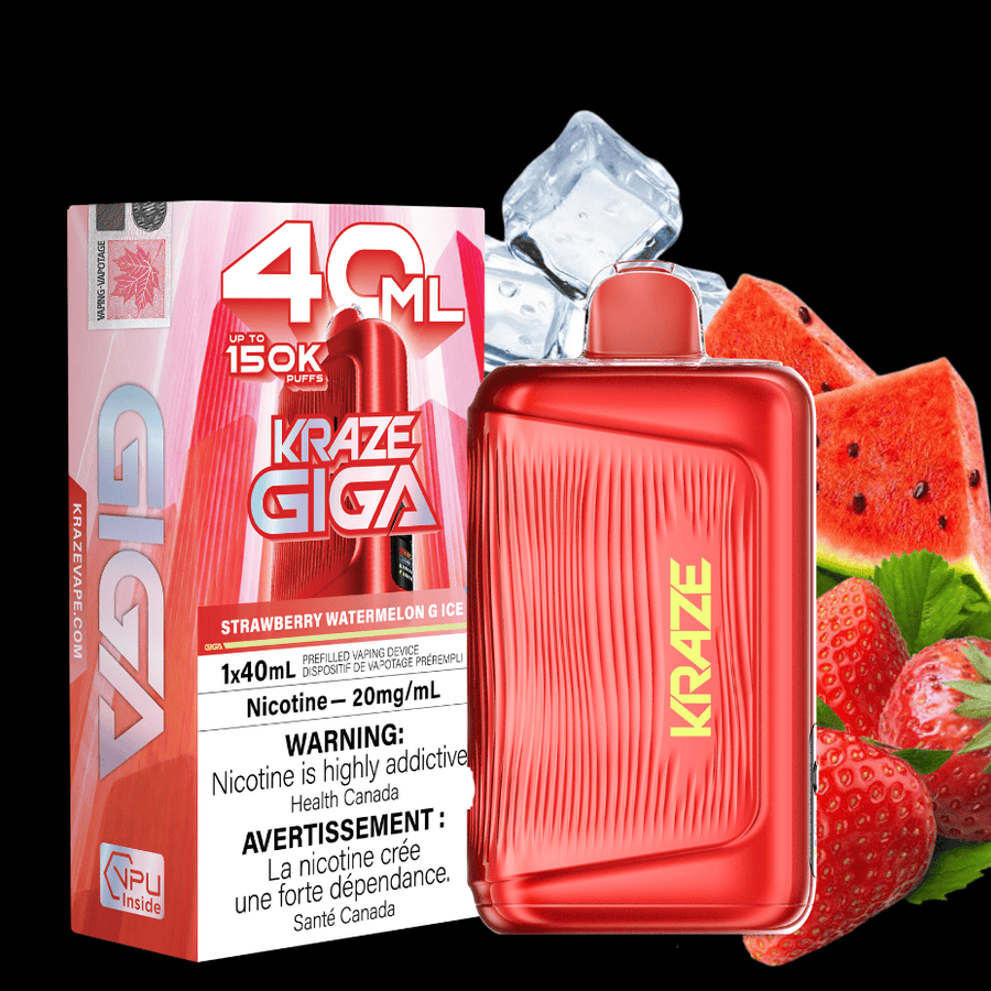 Kraze Giga 150K Disposable Vape - Strawberry Watermelon G Ice 20mg / 150000 Puffs Airdrie Vape SuperStore and Bong Shop Alberta Canada