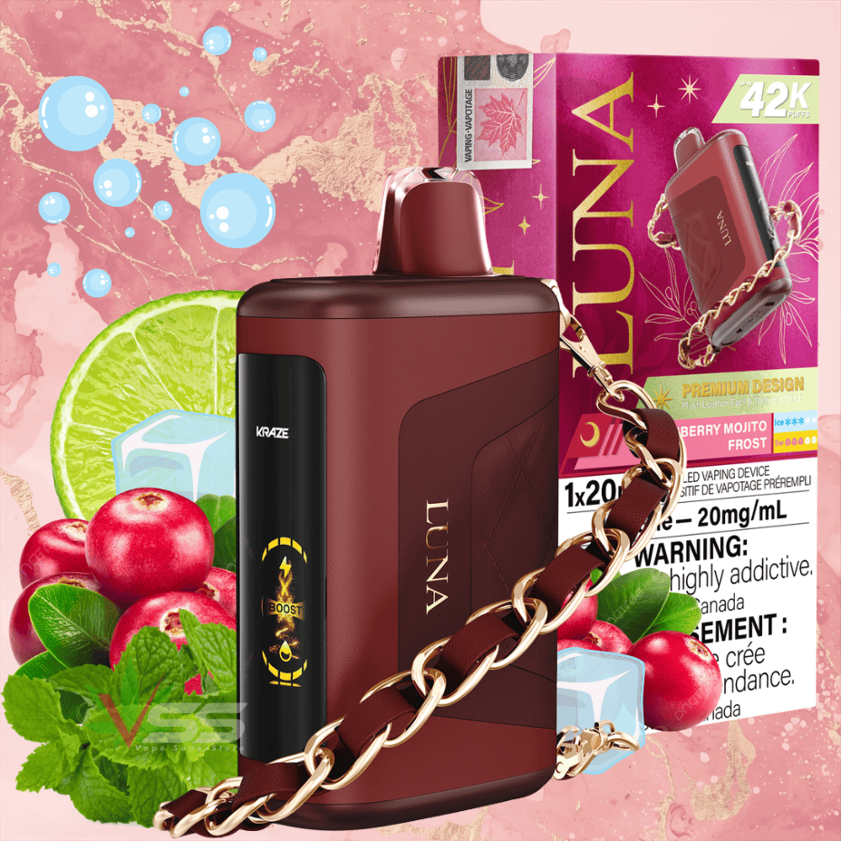 Kraze Luna 42k Disposable Vape - Cranberry Mojito Frost Airdrie Vape SuperStore and Bong Shop Alberta Canada