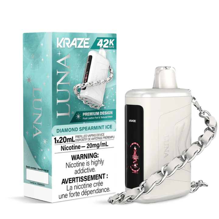 Kraze Luna Disposable Vape-Diamond Spearmint Ice Airdrie Vape SuperStore and Bong Shop Alberta Canada