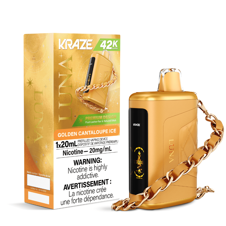 Kraze Luna Disposable Vape-Golden Cantaloupe Ice Airdrie Vape SuperStore and Bong Shop Alberta Canada