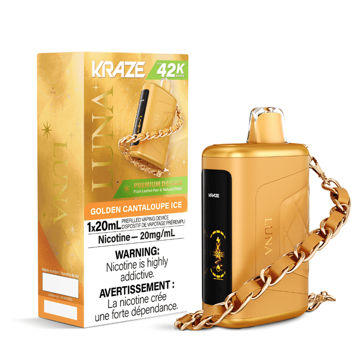 Kraze Luna Disposable Vape-Golden Cantaloupe Ice Airdrie Vape SuperStore and Bong Shop Alberta Canada