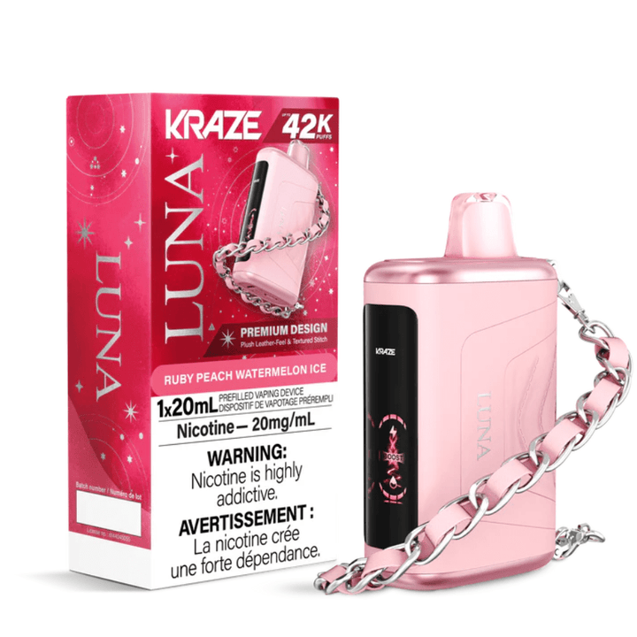 Kraze Luna Disposable Vape-Ruby Peach Watermelon Ice Airdrie Vape SuperStore and Bong Shop Alberta Canada
