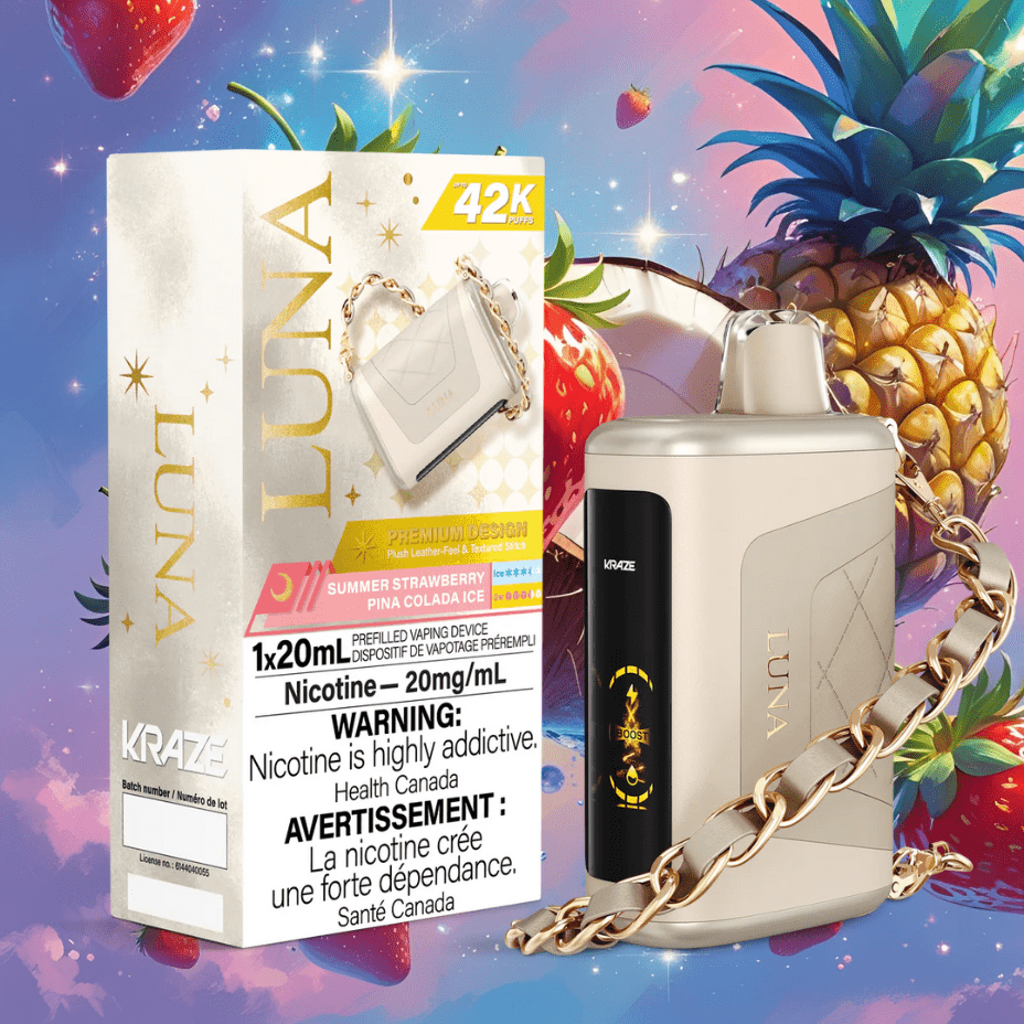 Kraze Luna Disposable Vape-Summer Strawberry Pina Colada Ice Airdrie Vape SuperStore and Bong Shop Alberta Canada