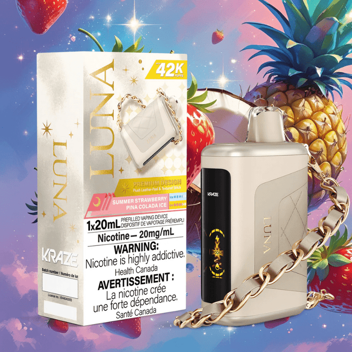 Kraze Luna Disposable Vape-Summer Strawberry Pina Colada Ice Airdrie Vape SuperStore and Bong Shop Alberta Canada