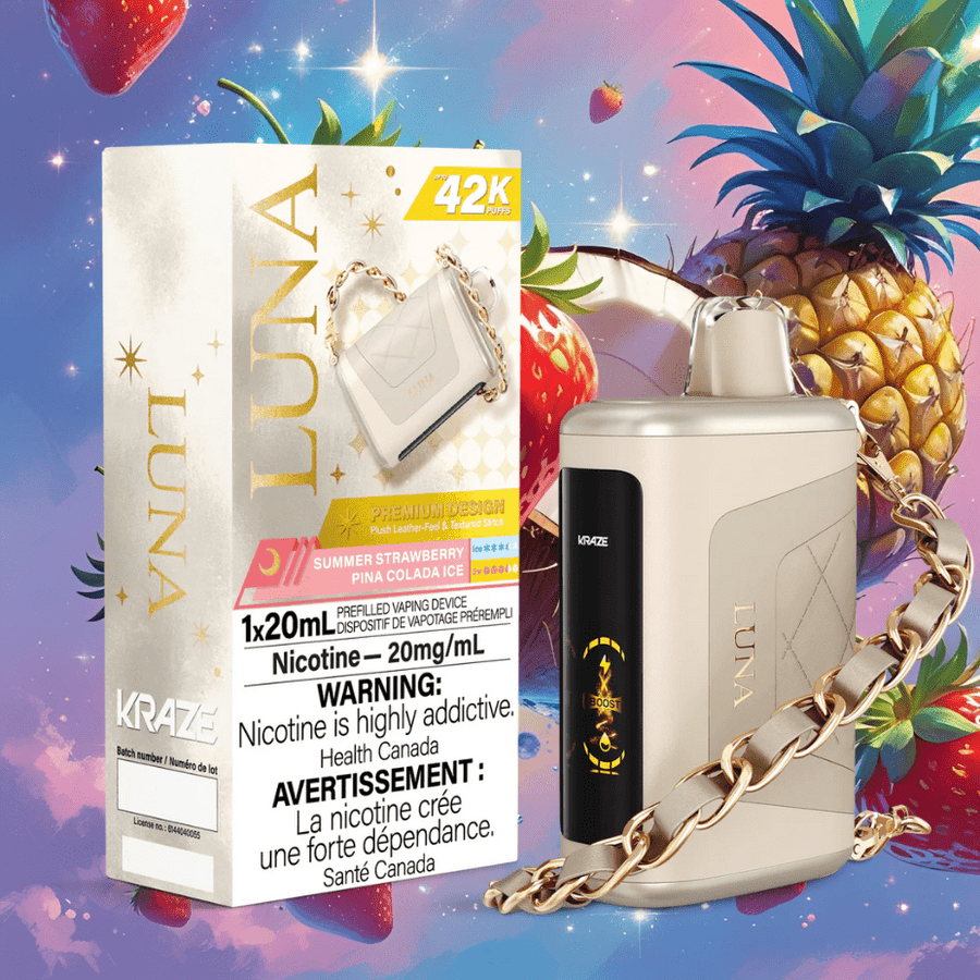 Kraze Luna Disposable Vape-Summer Strawberry Pina Colada Ice Airdrie Vape SuperStore and Bong Shop Alberta Canada
