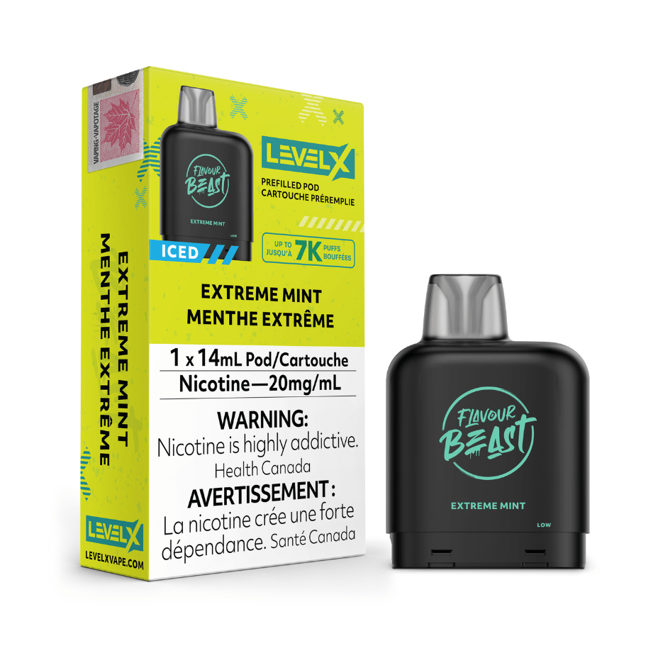 Level X Flavour Beast Pod-Extreme Mint 20mg / 7000 Puffs Airdrie Vape SuperStore and Bong Shop Alberta Canada