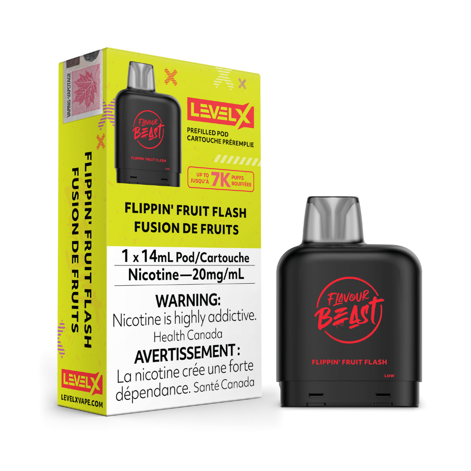 Level X Flavour Beast Pod-Flippin' Fruit Flash 20mg / 7000 Puffs Airdrie Vape SuperStore and Bong Shop Alberta Canada