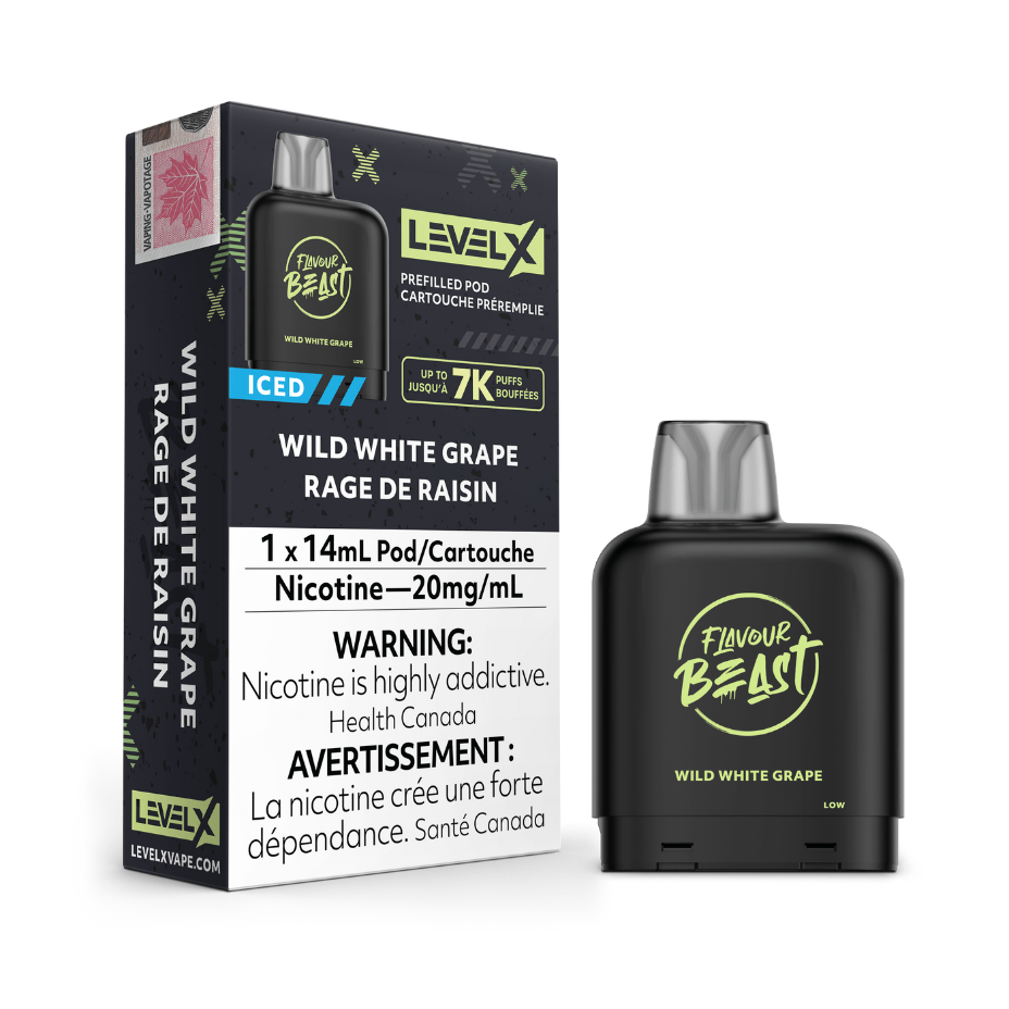 Level X Flavour Beast Pod-Wild White Grape 20mg / 7000 Puffs Airdrie Vape SuperStore and Bong Shop Alberta Canada