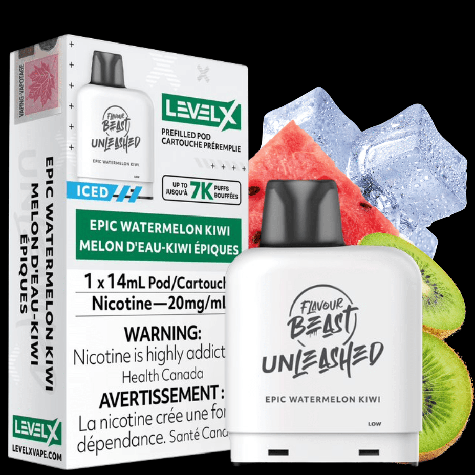 Level X Flavour Beast Unleashed Pod-Epic Watermelon Kiwi 20mg / 7000 Puffs Airdrie Vape SuperStore and Bong Shop Alberta Canada