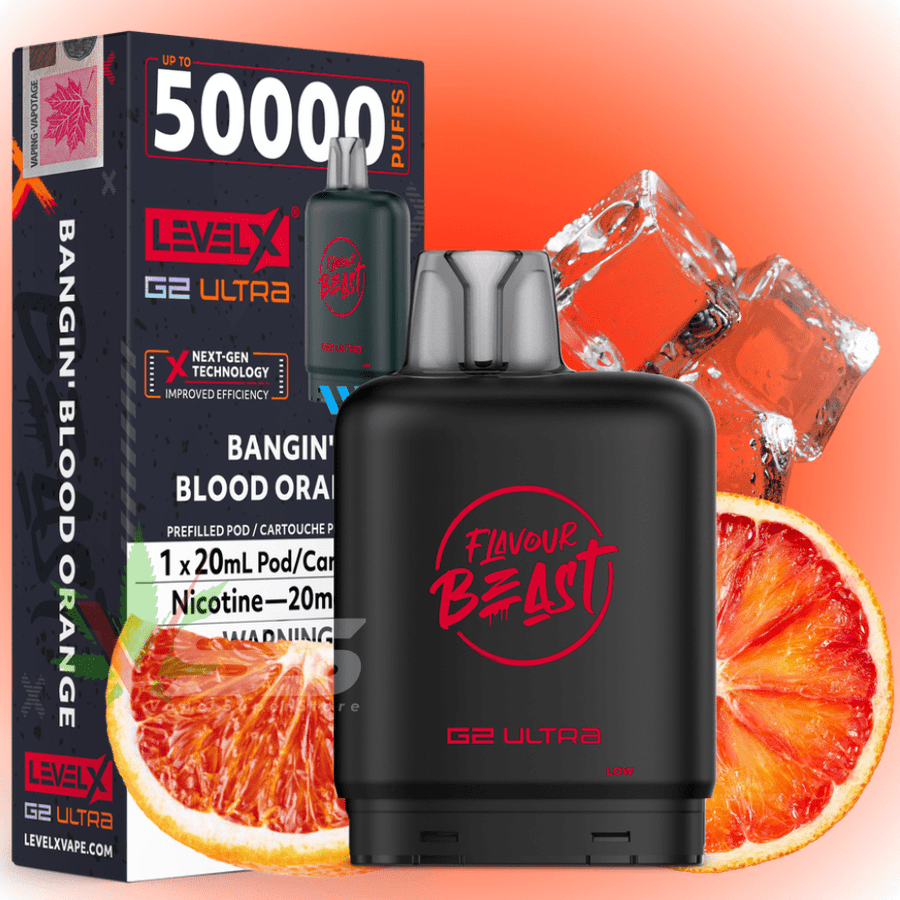 Level X G2 Ultra Flavour Beast Pod 50k-Bangin' Blood Orange Iced 50000 / 20mg Airdrie Vape SuperStore and Bong Shop Alberta Canada