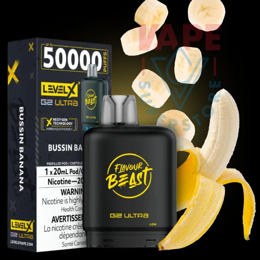 Level X G2 Ultra Flavour Beast Pod 50k-Bussin Banana Iced 50000 / 20mg Airdrie Vape SuperStore and Bong Shop Alberta Canada