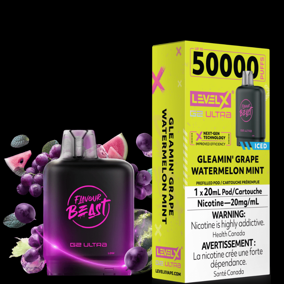 Level X G2 Ultra Flavour Beast Pod 50k-Gleamin Grape Watermelon Mint Iced Airdrie Vape SuperStore and Bong Shop Alberta Canada