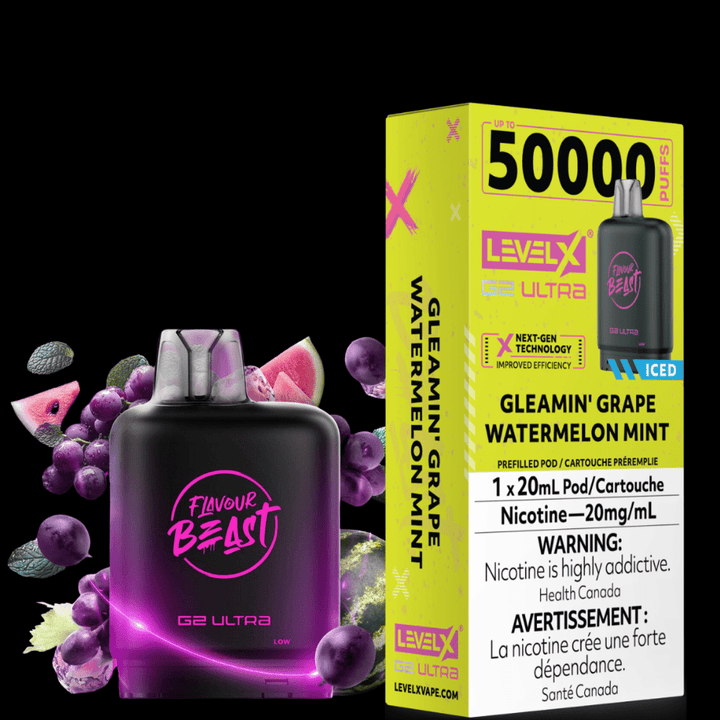 Level X G2 Ultra Flavour Beast Pod 50k-Gleamin Grape Watermelon Mint Iced Airdrie Vape SuperStore and Bong Shop Alberta Canada