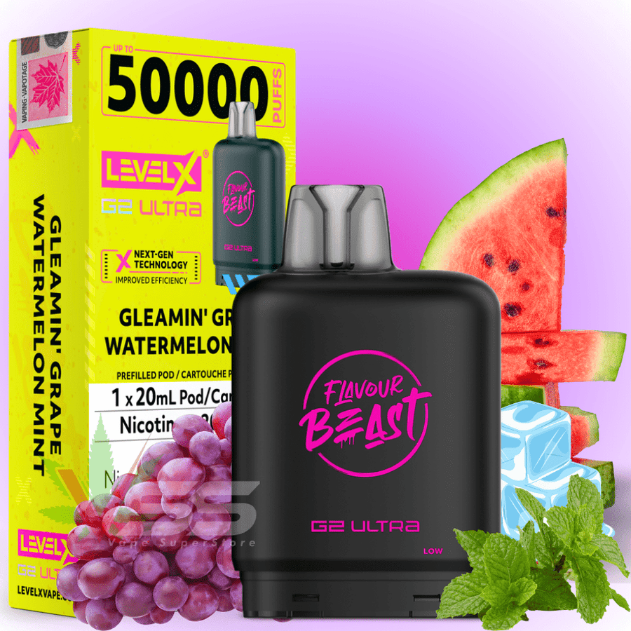 Level X G2 Ultra Flavour Beast Pod 50k-Gleamin Grape Watermelon Mint Iced Airdrie Vape SuperStore and Bong Shop Alberta Canada