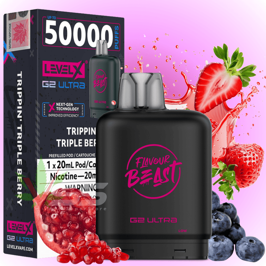 Level X G2 Ultra Flavour Beast Pod 50k-Trippin' Triple Berry 50000 / 20mg Airdrie Vape SuperStore and Bong Shop Alberta Canada
