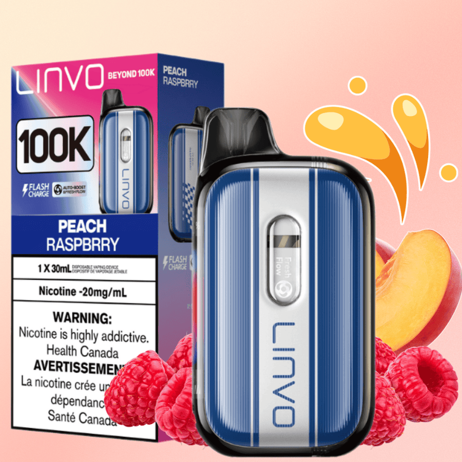 Linvo Beyond 100K Disposable Vape - Peach Raspberry Airdrie Vape SuperStore and Bong Shop Alberta Canada