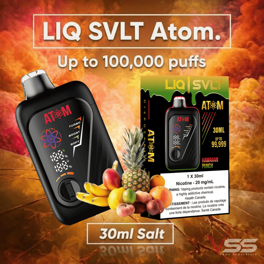 LIQ SVLT Atom 100K Disposable Vape-Hawaiian Punch Airdrie Vape SuperStore and Bong Shop Alberta Canada