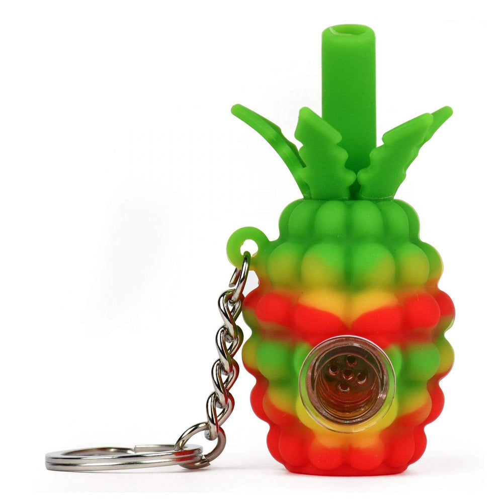 LIT Silicone Pineapple 3" Hand Pipe & Keychain 3.5" / Rasta Airdrie Vape SuperStore and Bong Shop Alberta Canada