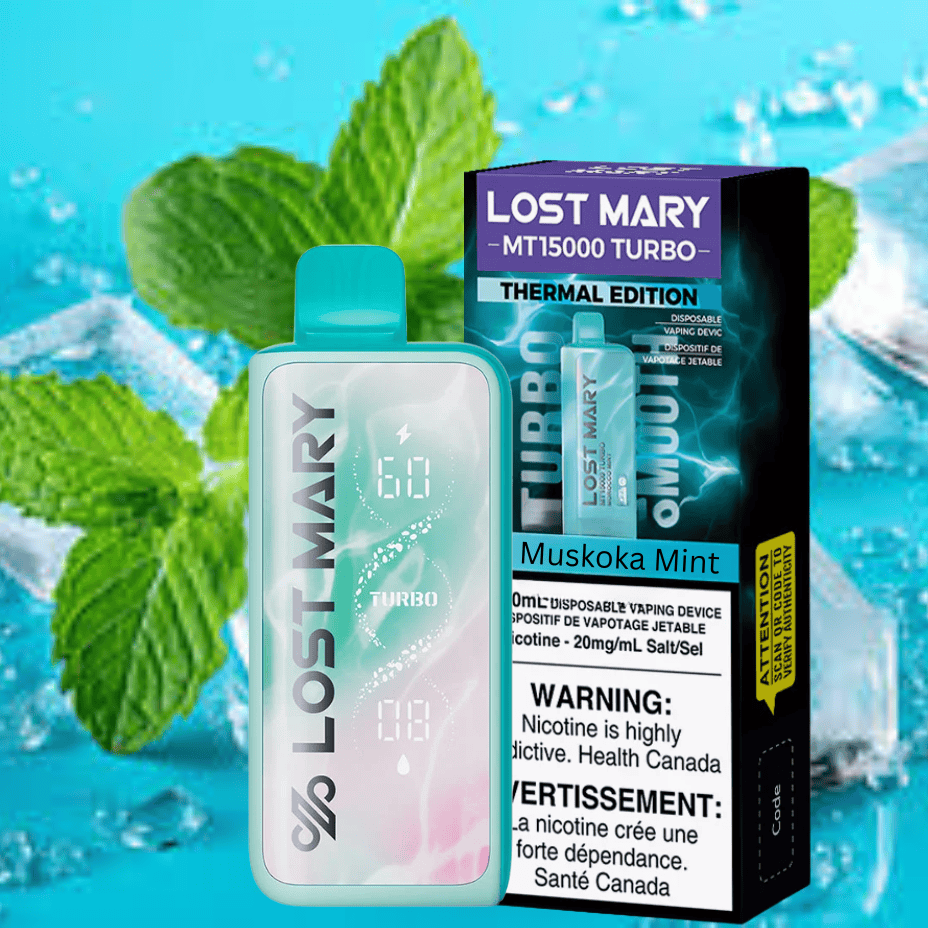 Lost Mary MT50K Turbo Disposable Vape-Muskoka Mint Airdrie Vape SuperStore and Bong Shop Alberta Canada