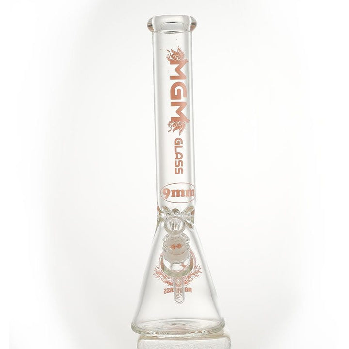 MGM Glass 9mm Classic Clear Logo Beaker-16" Pink Airdrie Vape SuperStore and Bong Shop Alberta Canada