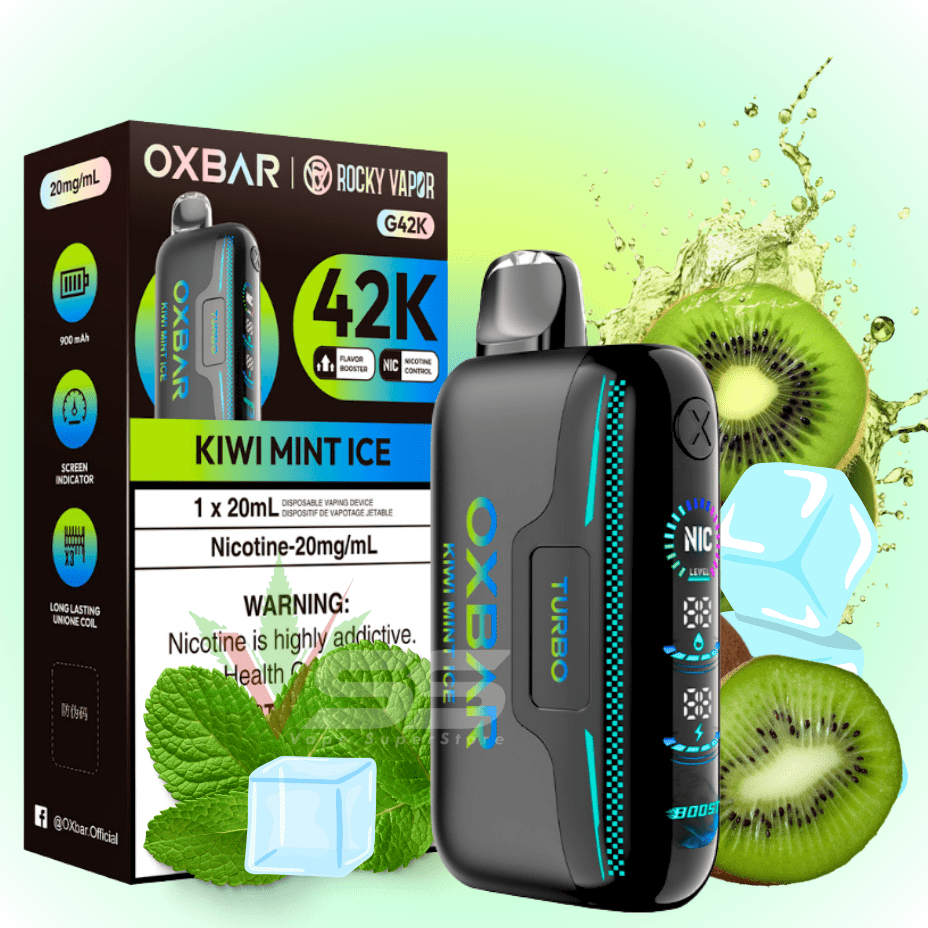 Oxbar G42k Disposable Vape-Kiwi Mint Ice 20mg / 42000 Puffs Airdrie Vape SuperStore and Bong Shop Alberta Canada