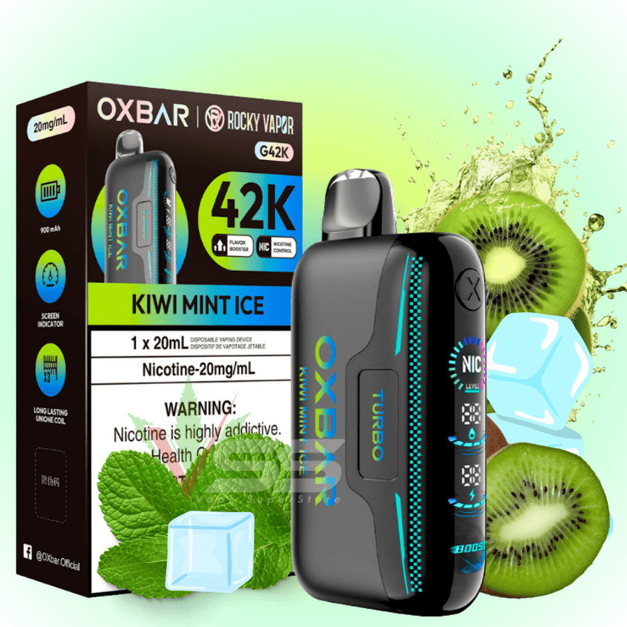 Oxbar G42k Disposable Vape-Kiwi Mint Ice 20mg / 42000 Puffs Airdrie Vape SuperStore and Bong Shop Alberta Canada