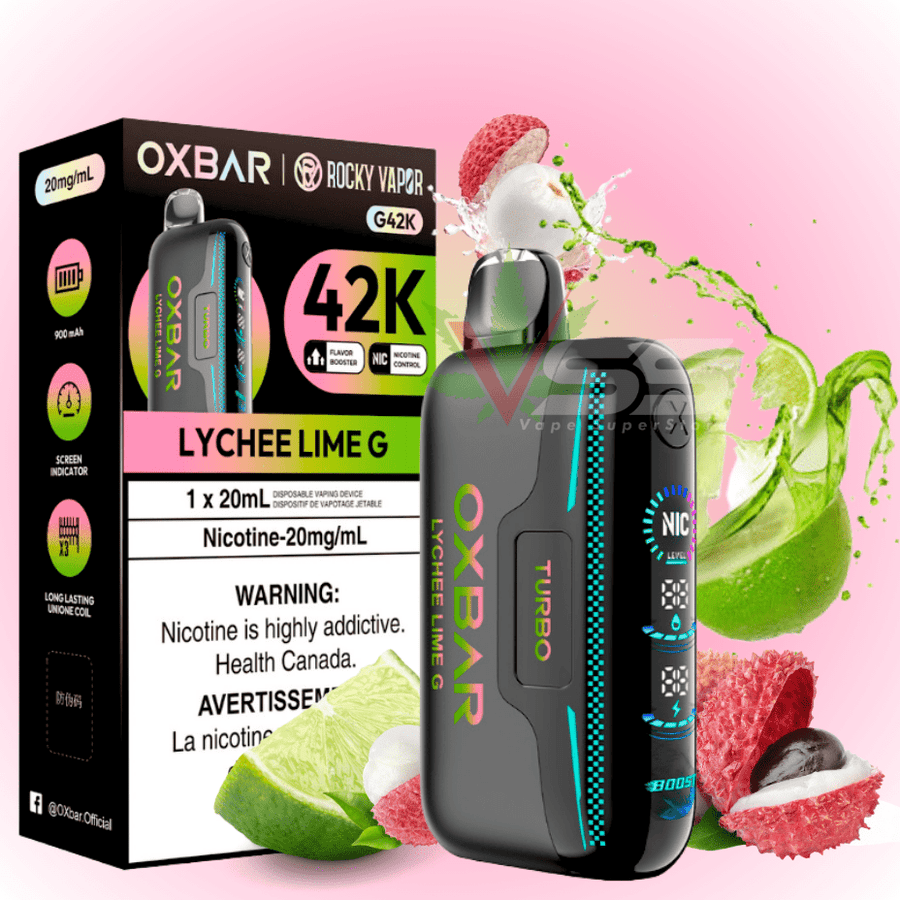 Oxbar G42k Disposable Vape-Lychee Lime G 20mg / 42000 Airdrie Vape SuperStore and Bong Shop Alberta Canada