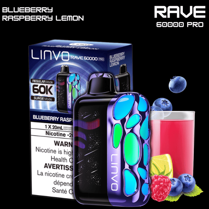 Oxbar Linvo Rave 60k Disposable Vape-Blueberry Raspberry Lemon Airdrie Vape SuperStore and Bong Shop Alberta Canada