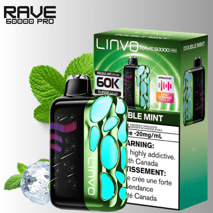 Oxbar Linvo Rave 60k Disposable Vape-Double Mint Airdrie Vape SuperStore and Bong Shop Alberta Canada