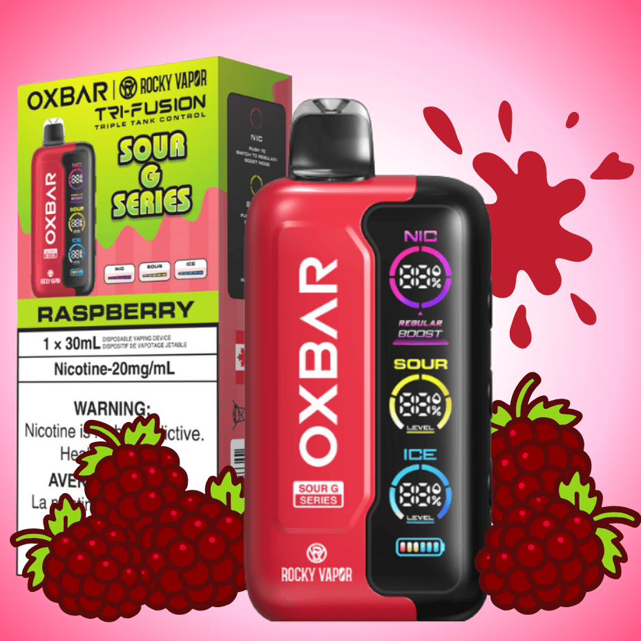Oxbar Tri-Fusion 45k Disposable Vape - Sour G Raspberry Airdrie Vape SuperStore and Bong Shop Alberta Canada