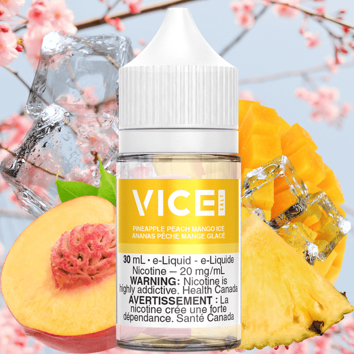 Peach Pineapple Mango Ice by Vice Salt E-Liquid 12mg Airdrie Vape SuperStore and Bong Shop Alberta Canada