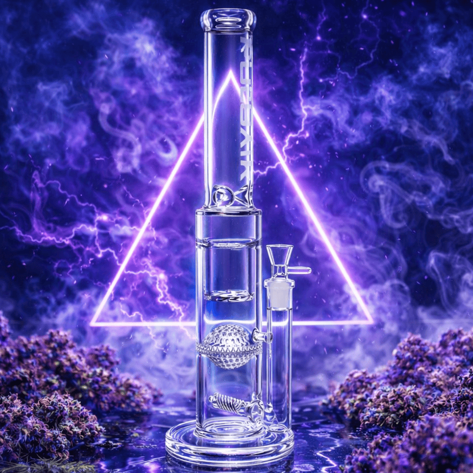 Pulsar Glass Honeycomb Perc Triple Threat Straight Tube- 17" Airdrie Vape SuperStore and Bong Shop Alberta Canada