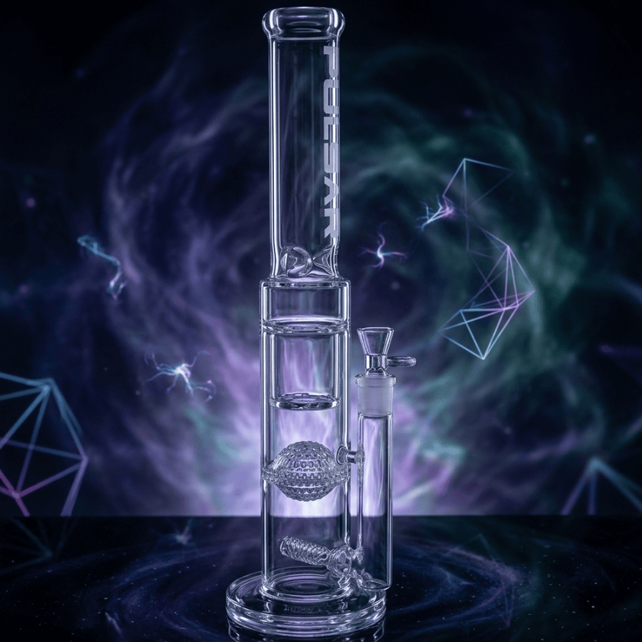 Pulsar Glass Honeycomb Perc Triple Threat Straight Tube- 17" Airdrie Vape SuperStore and Bong Shop Alberta Canada
