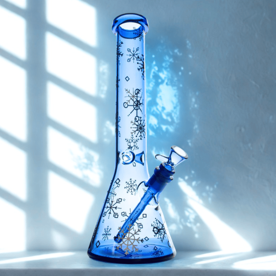 Red Eye Glass 7mm Sapphire Winter Wonderland Beaker Bong 15" Airdrie Vape SuperStore and Bong Shop Alberta Canada