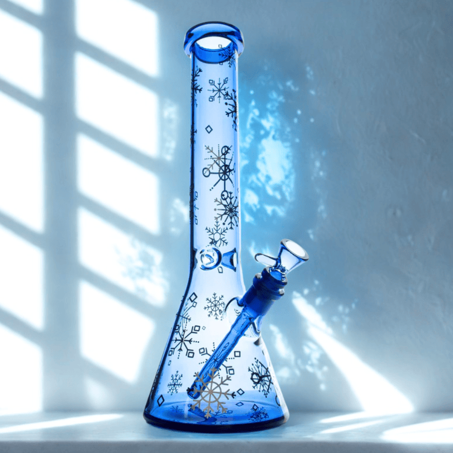 Red Eye Glass 7mm Sapphire Winter Wonderland Beaker Bong 15" Airdrie Vape SuperStore and Bong Shop Alberta Canada