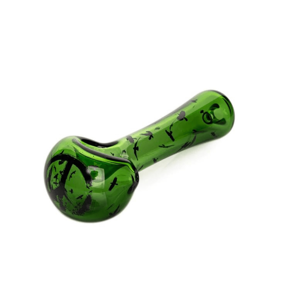 Red Eye Glass Crow Spoon Hand Pipe-4.5" Green Airdrie Vape SuperStore and Bong Shop Alberta Canada