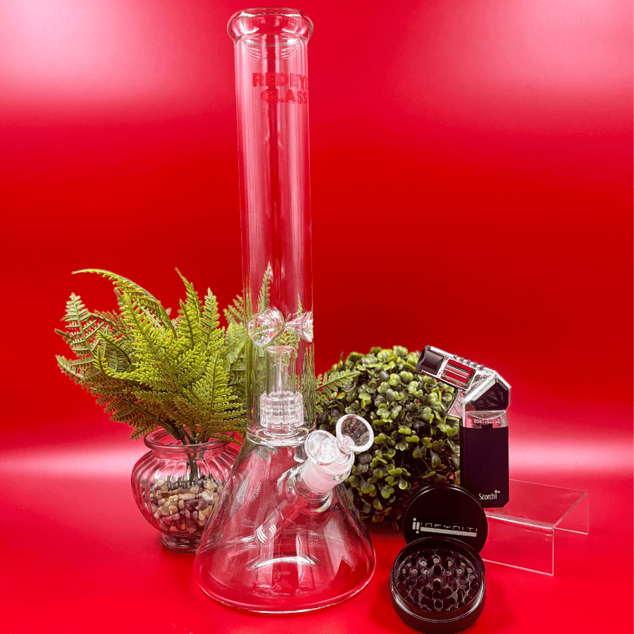 Red Eye Glass Dual Chamber 7mm Matrix Perc Beaker Bong 16" Airdrie Vape SuperStore and Bong Shop Alberta Canada