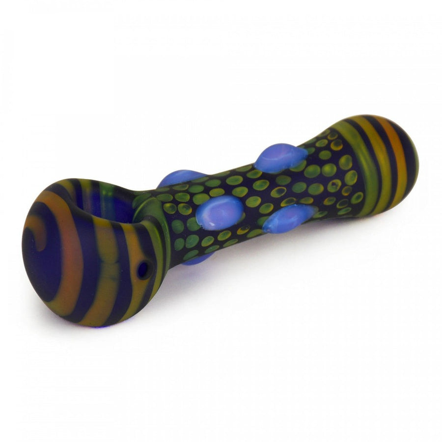 Red Eye Glass Frosted Colour Dots Hand Pipe-4.5" 4.5" / Blue Airdrie Vape SuperStore and Bong Shop Alberta Canada