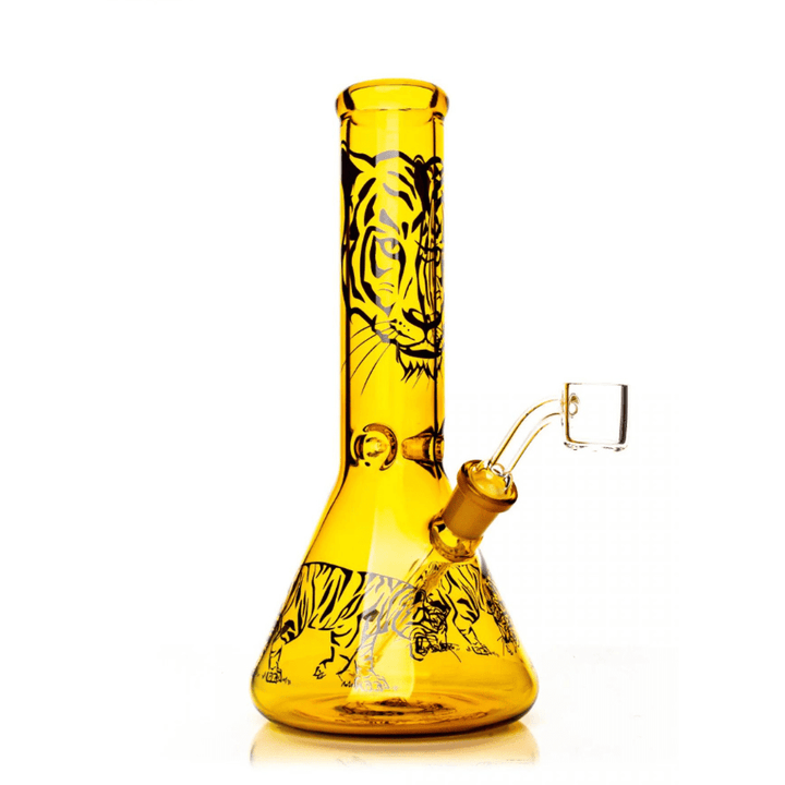 Red Eye Glass Honey Gold Tiger Beaker Base Concentrate Rig-8.5" 7mm Airdrie Vape SuperStore and Bong Shop Alberta Canada