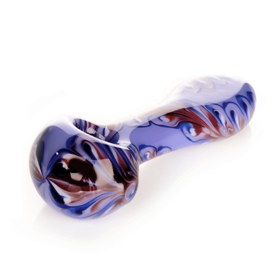 Red Eye Glass Paisley Spoon Hand Pipe-4.5" 4.5" / Red Airdrie Vape SuperStore and Bong Shop Alberta Canada