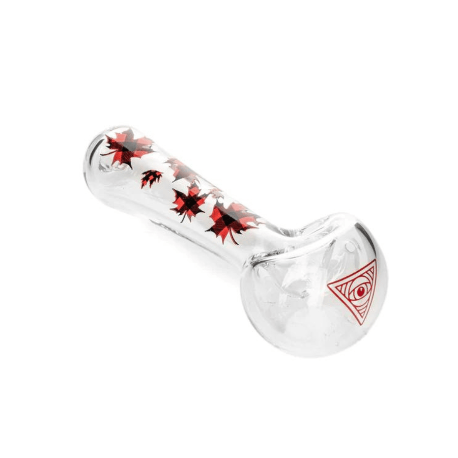 Red Eye Glass Red Eye Glass® Plaid Maple Leaf Spoon Hand Pipe-4.5" Red Eye Glass® Plaid Maple Leaf Spoon Hand Pipe-4.5"-Airdrie Vape