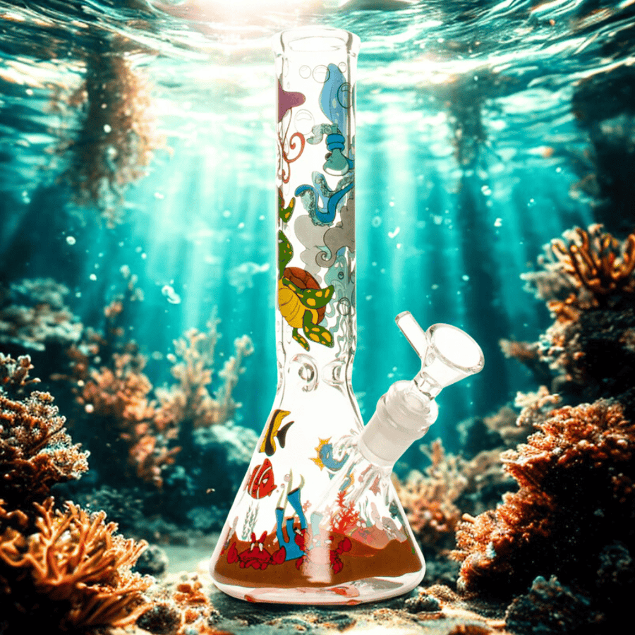 Red Eye Glass Reefer Madness Beaker Bong 15" Airdrie Vape SuperStore and Bong Shop Alberta Canada